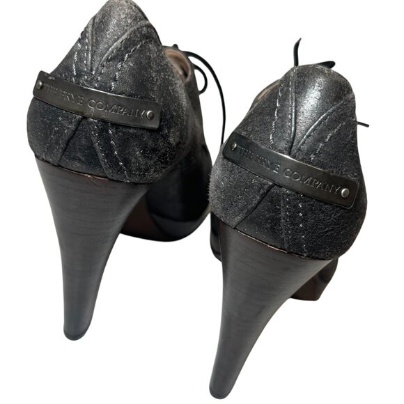 Frye Womens Harlow Oxford Pump Charcoal Leather Lace Up High Heel size 8.5 - Picture 8 of 9